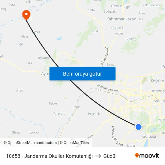 10658 - Jandarma Okullar Komutanlığı to Güdül map