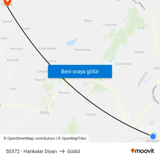 50372 - Harikalar Diyarı to Güdül map