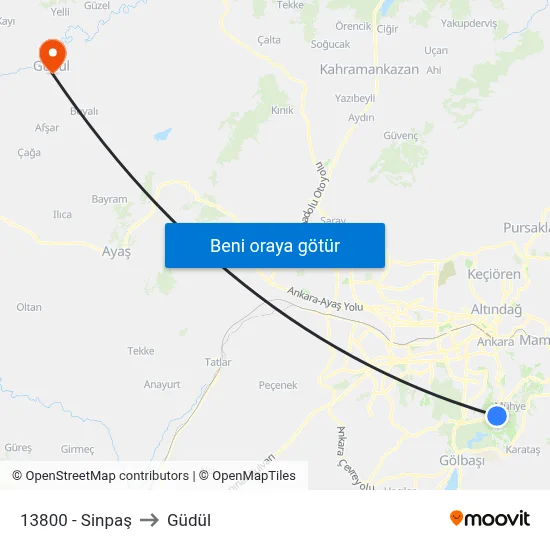 13800 - Sinpaş to Güdül map