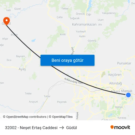 32002 - Neşet Ertaş Caddesi to Güdül map
