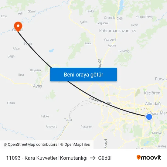11093 - Kara Kuvvetleri Komutanlığı to Güdül map