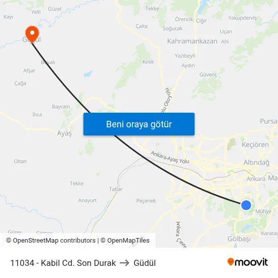 11034 - Kabil Cd. Son Durak to Güdül map