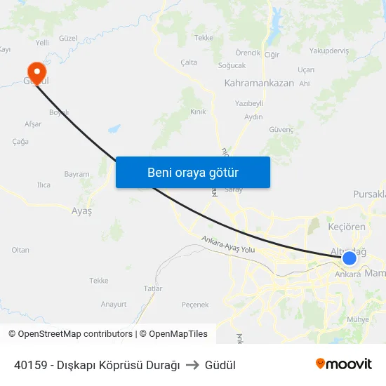 40159 - Dışkapı Köprüsü Durağı to Güdül map