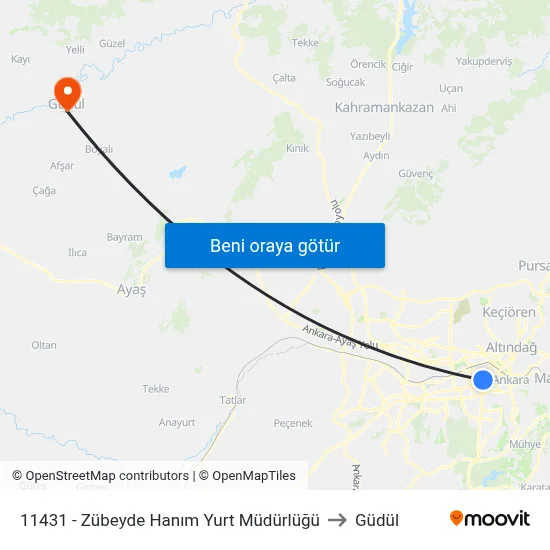 11431 - Zübeyde Hanım Yurt Müdürlüğü to Güdül map