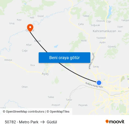 50782 - Metro Park to Güdül map