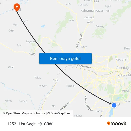 11252 - Üst Geçit to Güdül map