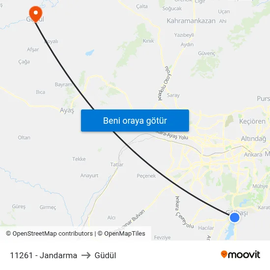 11261 - Jandarma to Güdül map