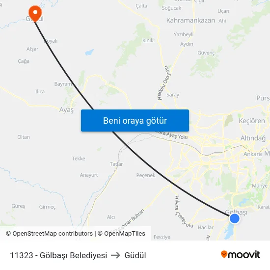 11323 - Gölbaşı Belediyesi to Güdül map