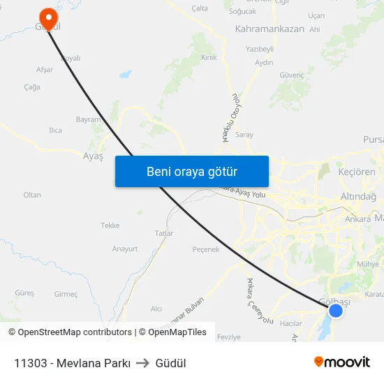 11303 - Mevlana Parkı to Güdül map