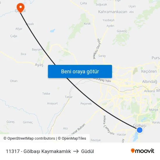 11317 - Gölbaşı Kaymakamlık to Güdül map