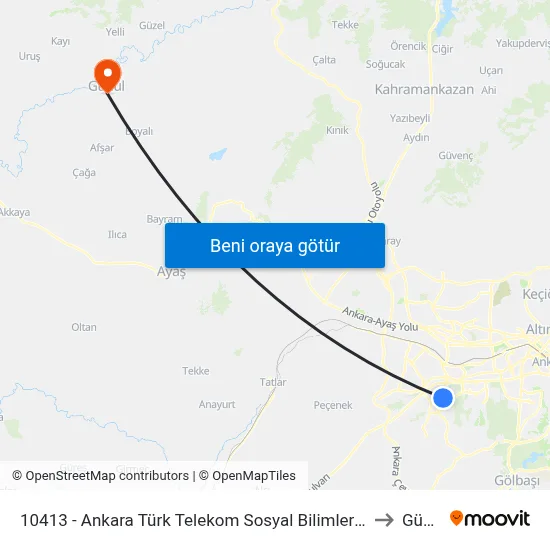 10413 - Ankara Türk Telekom Sosyal Bilimler Lisesi to Güdül map