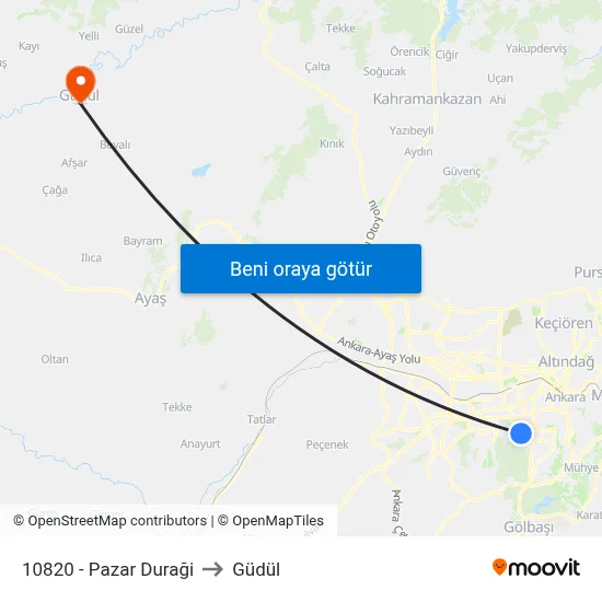 10820 - Pazar Duraği to Güdül map