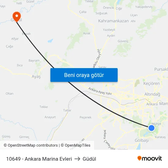 10649 - Ankara Marina Evleri to Güdül map