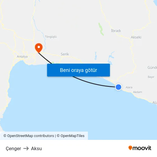 Çenger to Aksu map