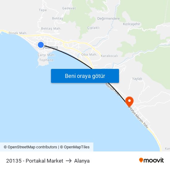 20135 - Portakal Market to Alanya map