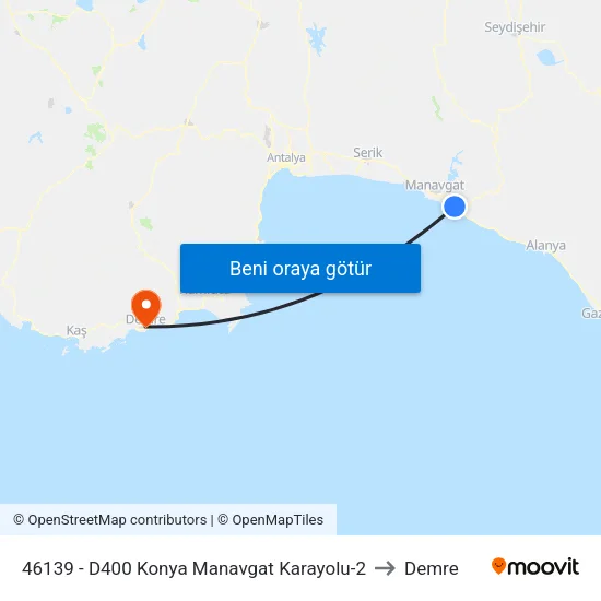46139 - D400 Konya Manavgat Karayolu-2 to Demre map