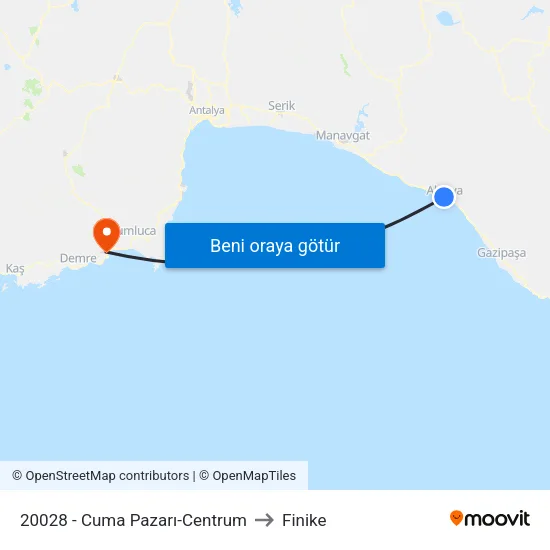 20028 - Cuma Pazarı-Centrum to Finike map