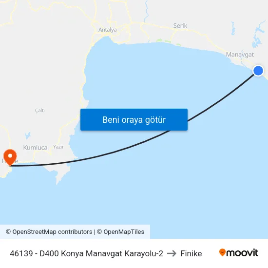 46139 - D400 Konya Manavgat Karayolu-2 to Finike map