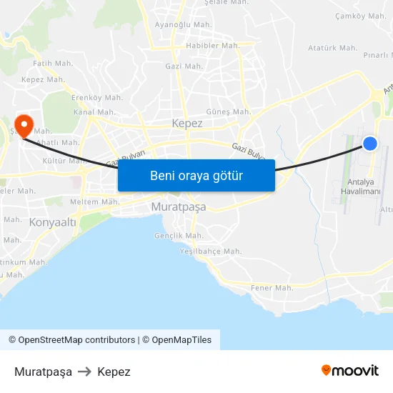 Muratpaşa to Kepez map