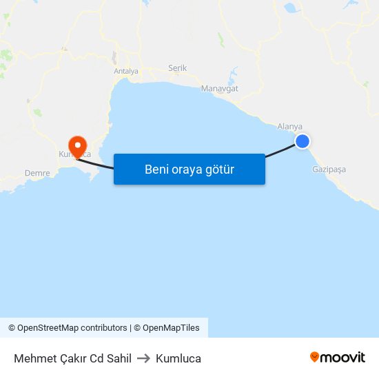 Mehmet Çakır Cd Sahil to Kumluca map