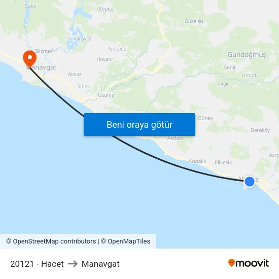 20121 - Hacet to Manavgat map