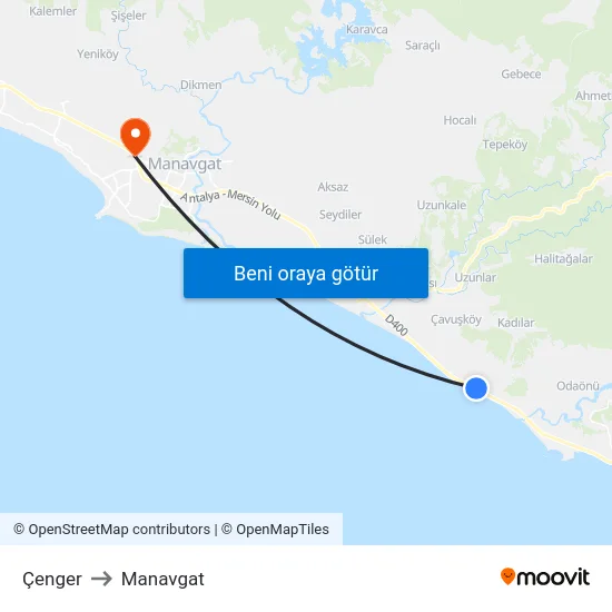 Çenger to Manavgat map