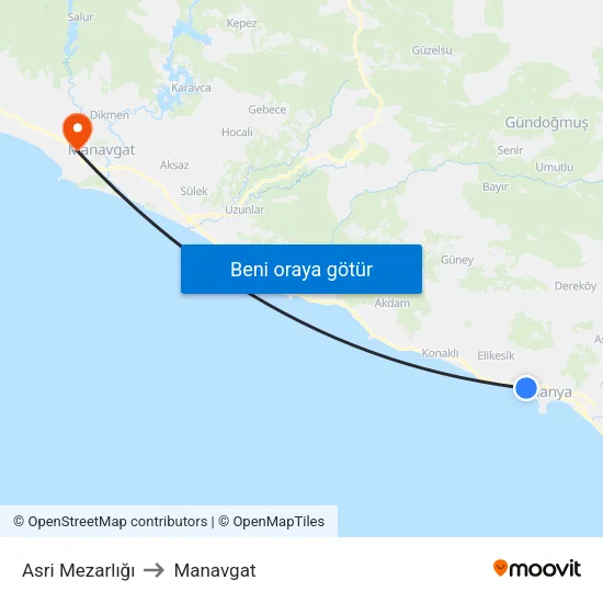 Asri Mezarlığı to Manavgat map