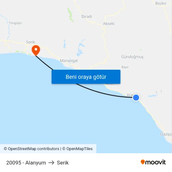 20095 - Alanyum to Serik map