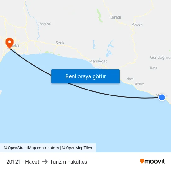 20121 - Hacet to Turizm Fakültesi map