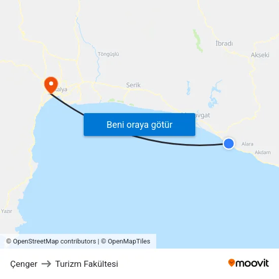 Çenger to Turizm Fakültesi map