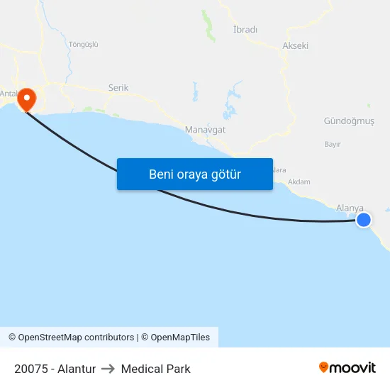 20075 - Alantur to Medical Park map