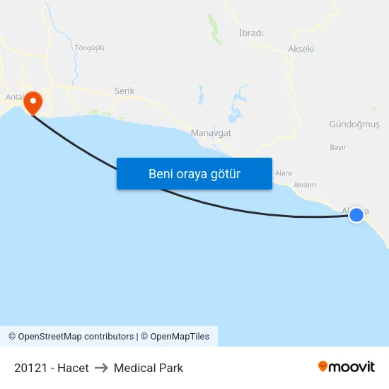 20121 - Hacet to Medical Park map