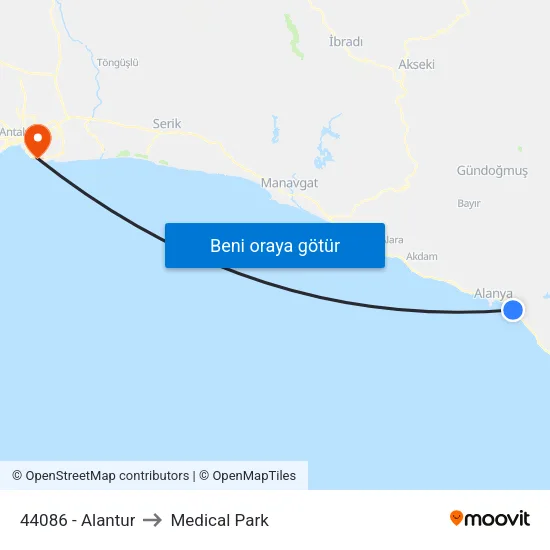44086 - Alantur to Medical Park map