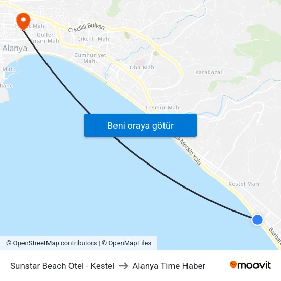 Sunstar Beach Otel - Kestel to Alanya Time Haber map