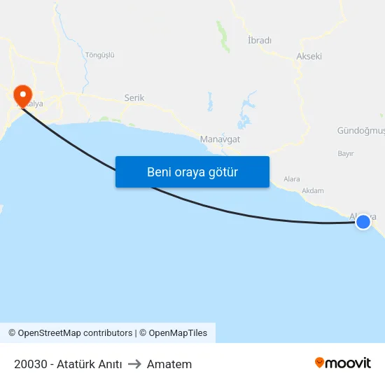 20030 - Atatürk Anıtı to Amatem map