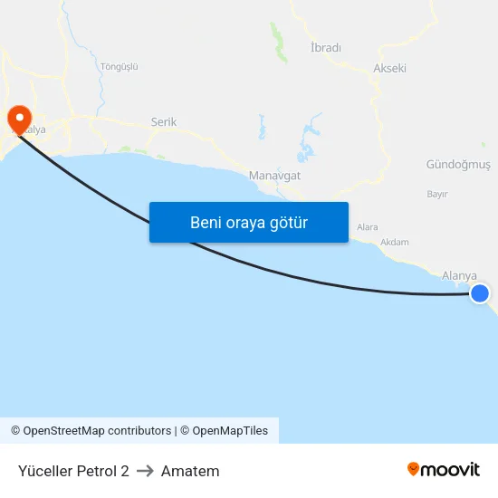 Yüceller Petrol 2 to Amatem map