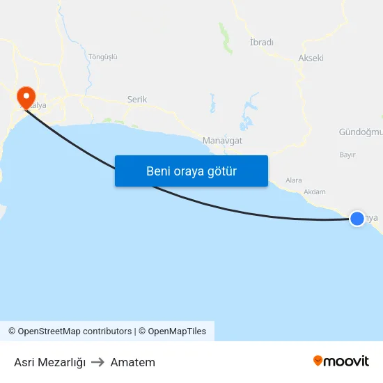Asri Mezarlığı to Amatem map