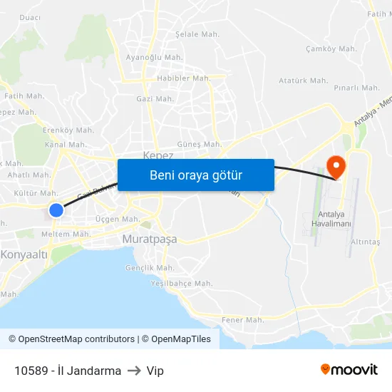 10589 - İl Jandarma to Vip map