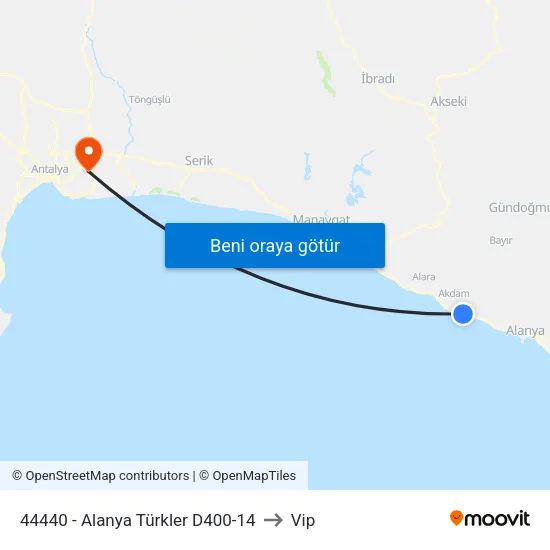 44440 - Alanya Türkler D400-14 to Vip map
