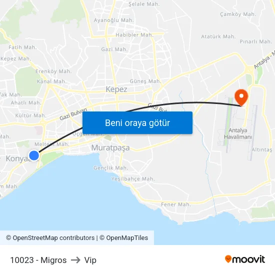 10023 - Migros to Vip map