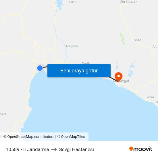 10589 - İl Jandarma to Sevgi Hastanesi map