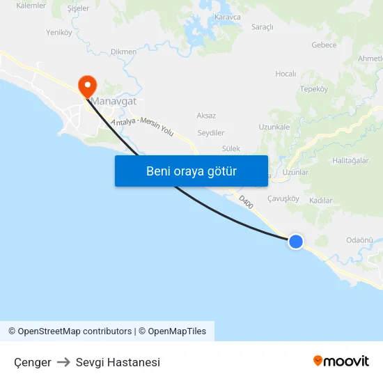 Çenger to Sevgi Hastanesi map