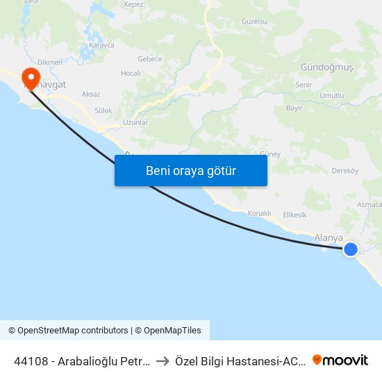 44108 - Arabalioğlu Petrol to Özel Bilgi Hastanesi-ACİL map