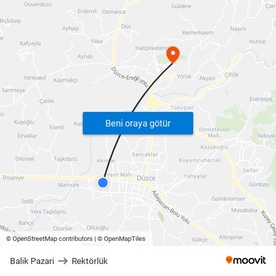 Balik Pazari to Rektörlük map