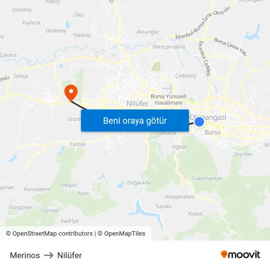 Merinos to Nilüfer map