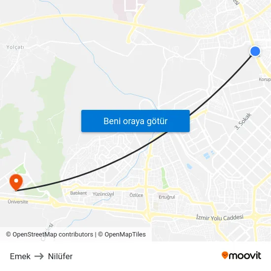 Emek to Nilüfer map