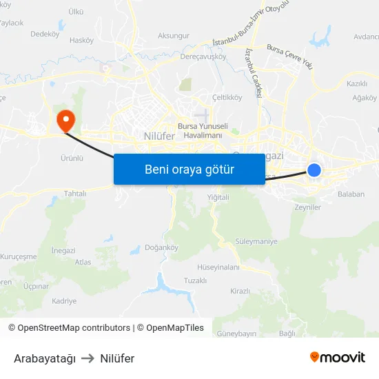 Arabayatağı to Nilüfer map