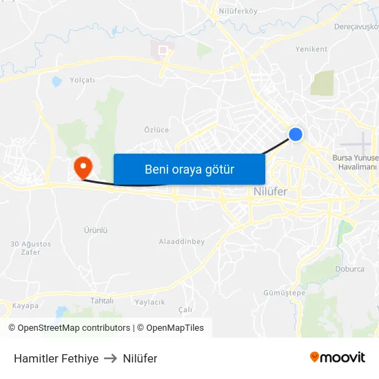 Hamitler Fethiye to Nilüfer map