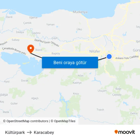 Kültürpark to Karacabey map