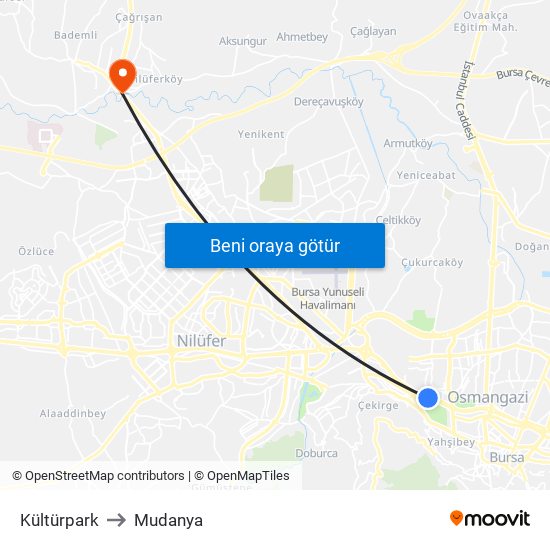 Kültürpark to Mudanya map